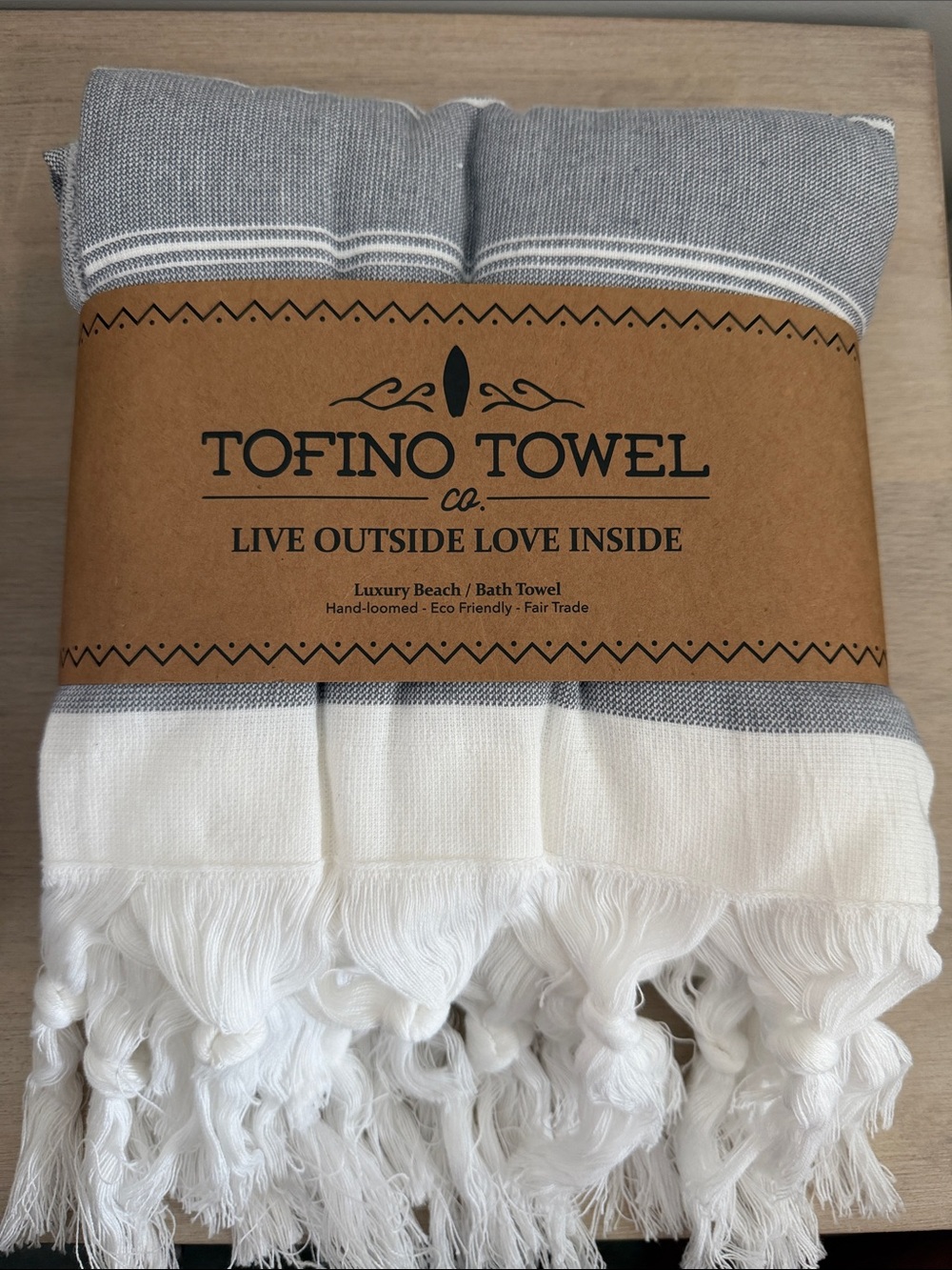 Tofino Towel Co Luxury Beach Bath Towel Gray White Turkish Cotton